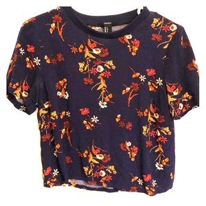 Navy Pattered Crop Top